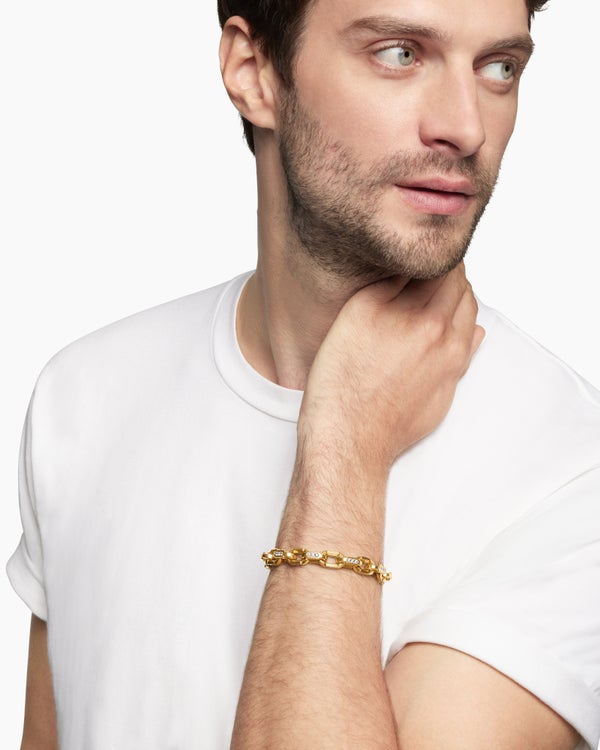 Bracelet à maillons Chain Hex en or jaune 18 carats avec diamants, 9,5 mm