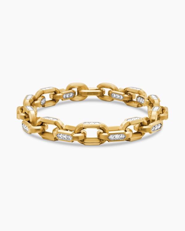 Bracelet à maillons Chain Hex en or jaune 18 carats avec diamants, 9,5 mm