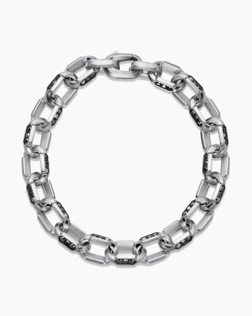 Mens Faceted Chain Bracelet in Sterling Silver, 9.5mm