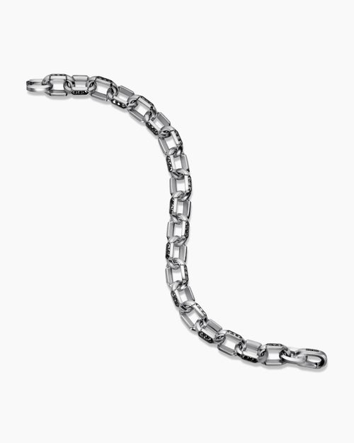 Mens Faceted Chain Bracelet in Sterling Silver, 9.5mm