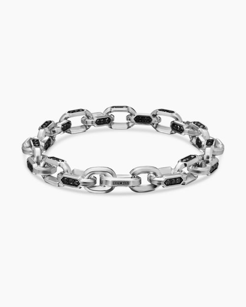 Mens Faceted Chain Bracelet in Sterling Silver, 9.5mm