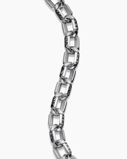Mens Faceted Chain Bracelet in Sterling Silver, 9.5mm