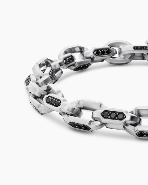 Mens Faceted Chain Bracelet in Sterling Silver, 9.5mm