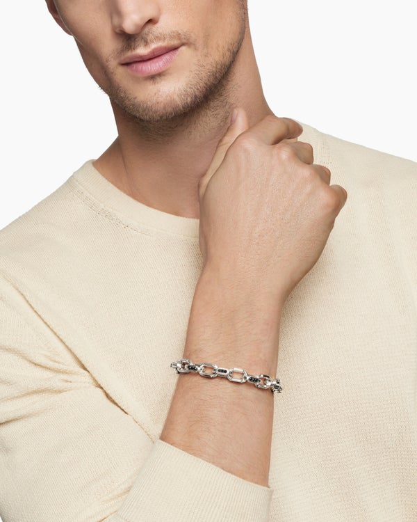 Faceted Chain Bracelet in Sterling Silver, 9.5mm