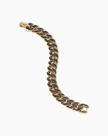 Forged Carbon Curb Chain Bracelet in 18K Yellow Gold, 14.5mm