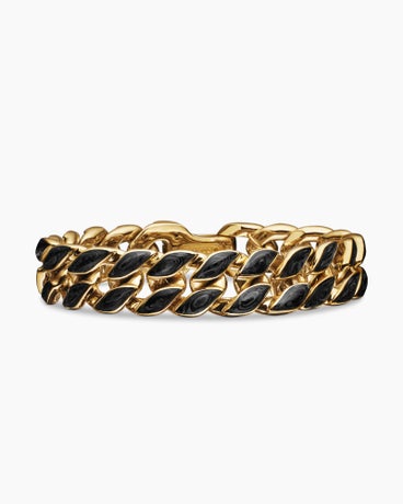 Forged Carbon Curb Chain Bracelet in 18K Yellow Gold, 14.5mm