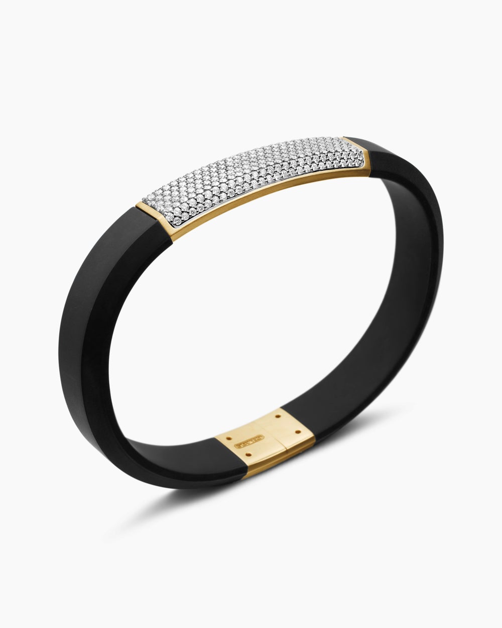 Mens Streamline ID Rubber Bracelet with 18K Yellow Gold, 10mm