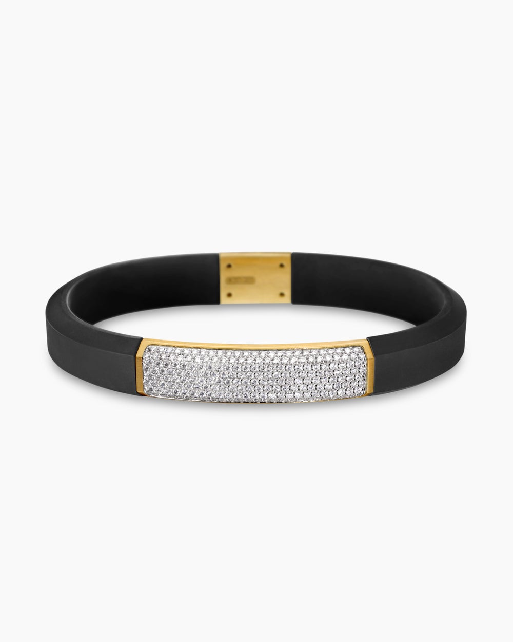 Mens Streamline ID Rubber Bracelet with 18K Yellow Gold, 10mm