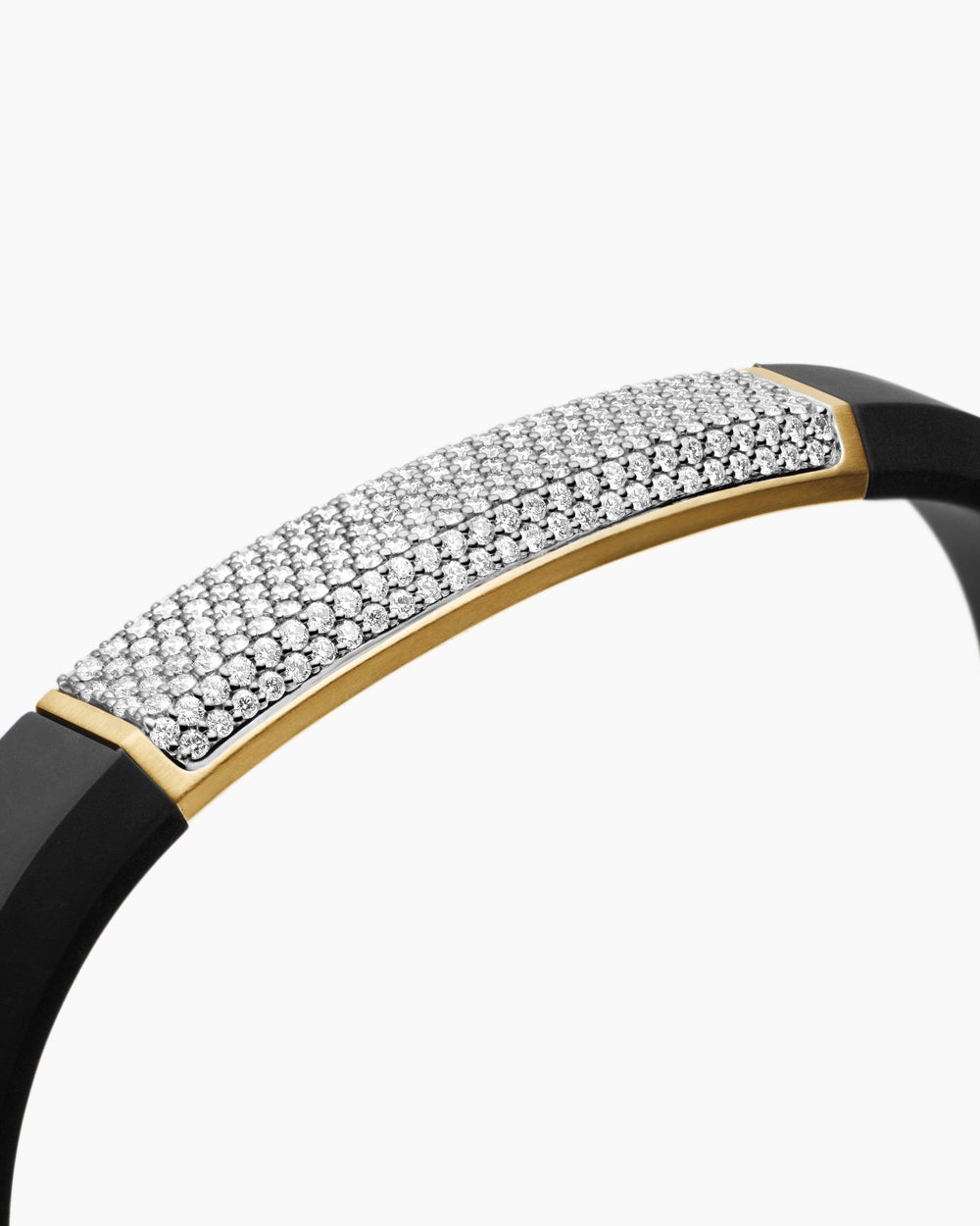 Mens Streamline ID Rubber Bracelet with 18K Yellow Gold, 10mm
