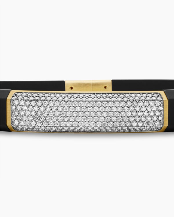 Bracelet d’identité Streamline en caoutchouc avec or jaune 18 carats, 10 mm