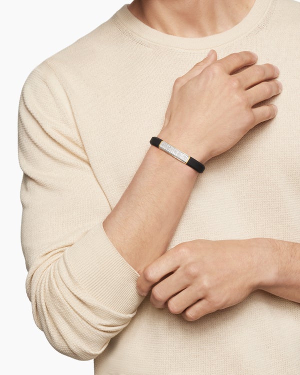 Bracelet d’identité Streamline en caoutchouc avec or jaune 18 carats, 10 mm