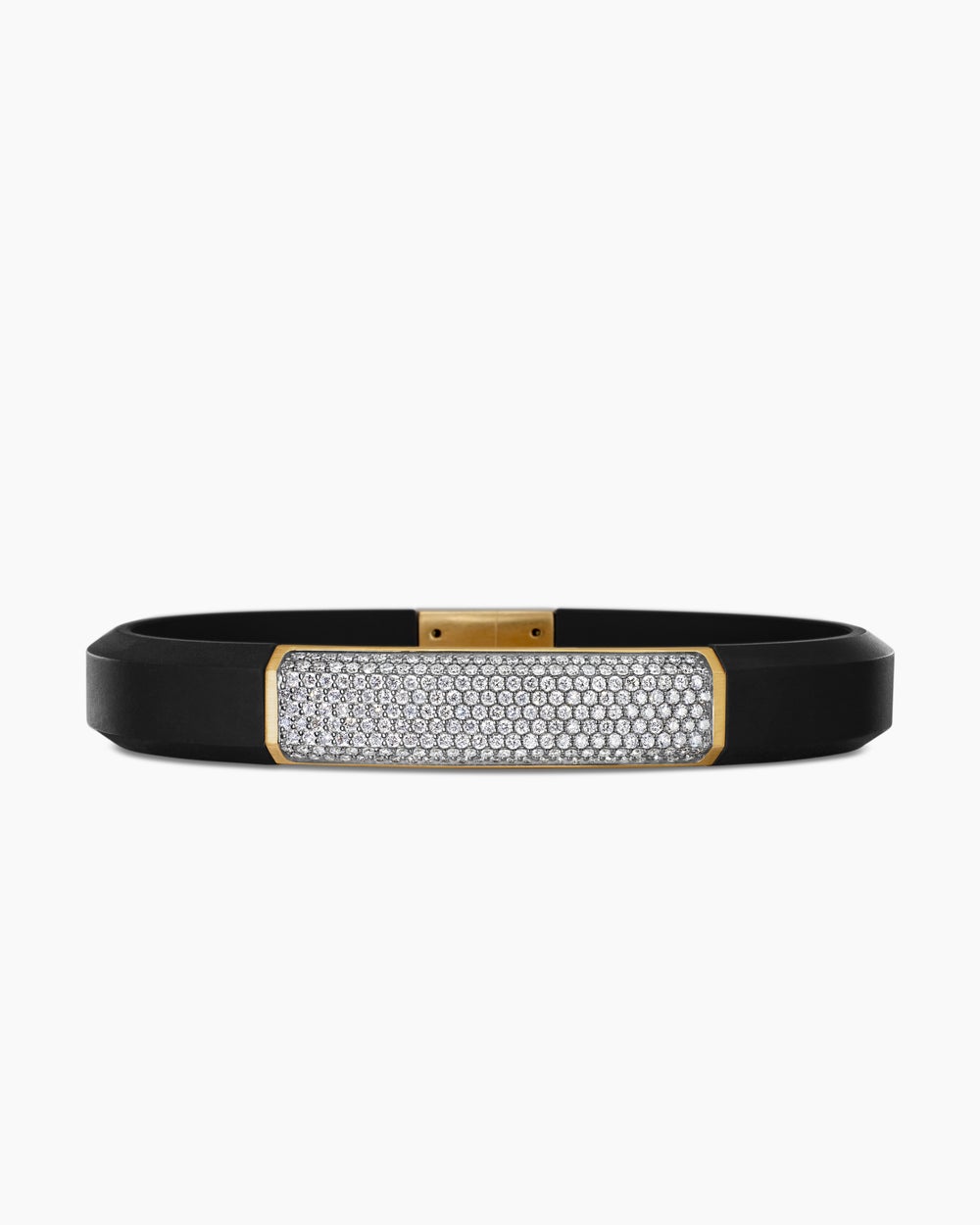Mens Streamline ID Rubber Bracelet with 18K Yellow Gold, 10mm