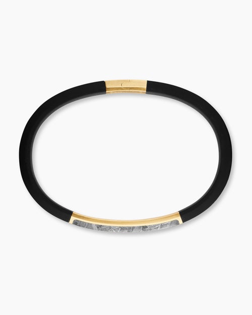 Mens Streamline ID Rubber Bracelet with 18K Yellow Gold, 10mm