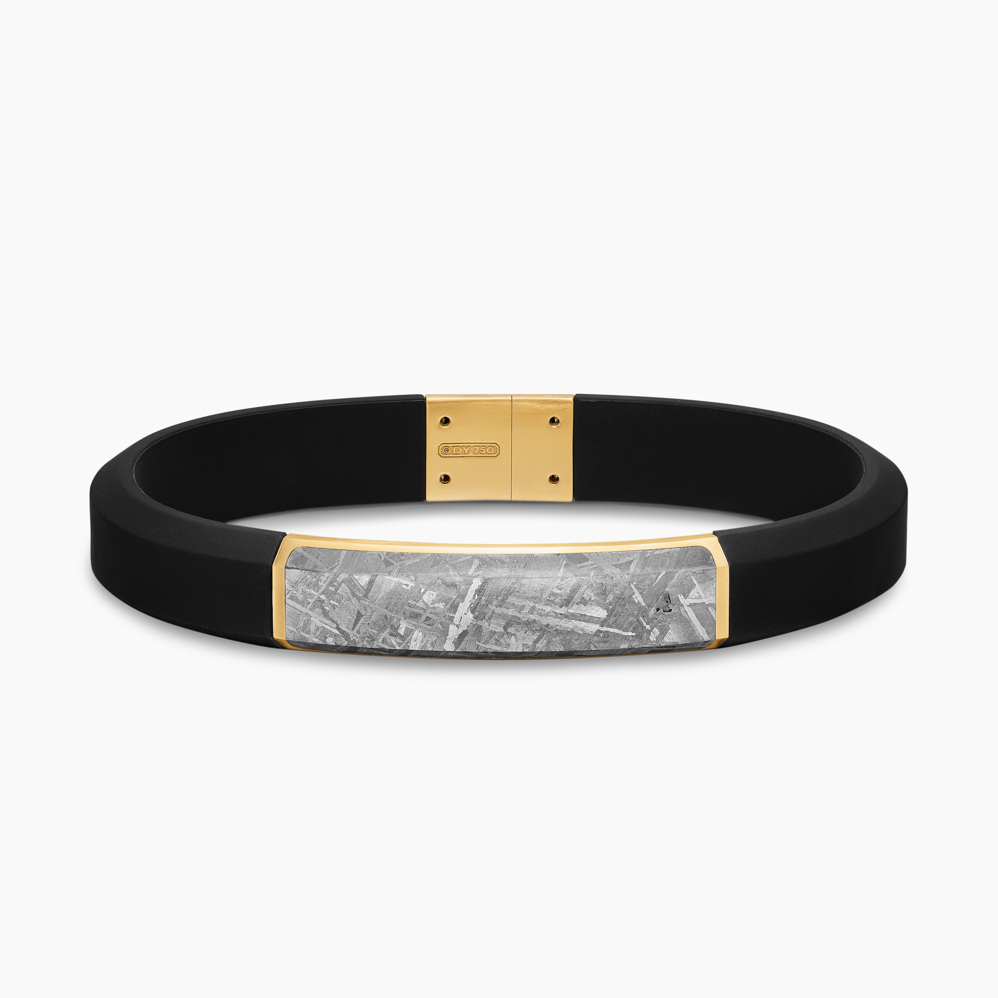 Mens Streamline ID Rubber Bracelet with 18K Yellow Gold, 10mm
