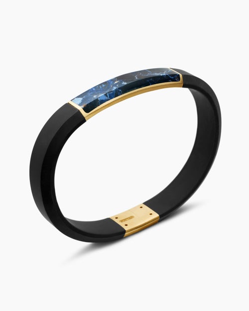 Mens Streamline ID Rubber Bracelet with 18K Yellow Gold, 10mm