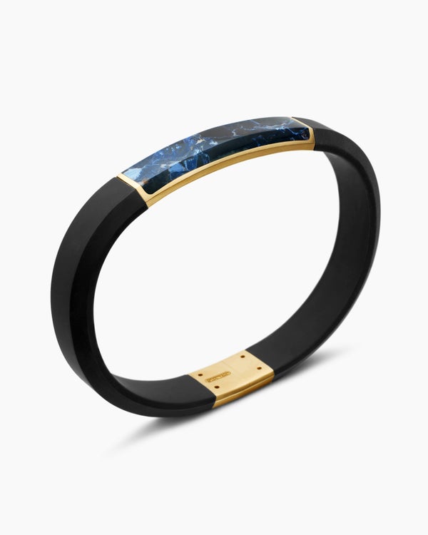 Bracelet d’identité Streamline en caoutchouc avec or jaune 18 carats, 10 mm