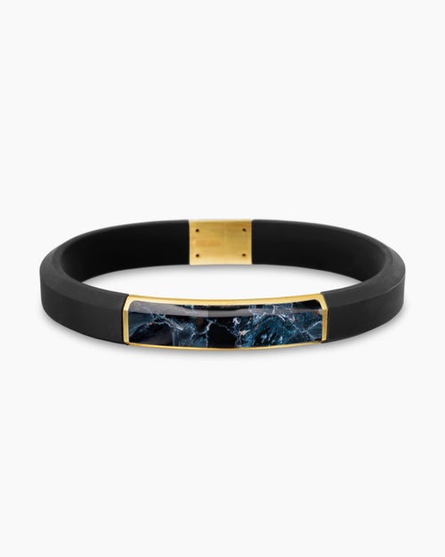 Mens Streamline ID Rubber Bracelet with 18K Yellow Gold, 10mm