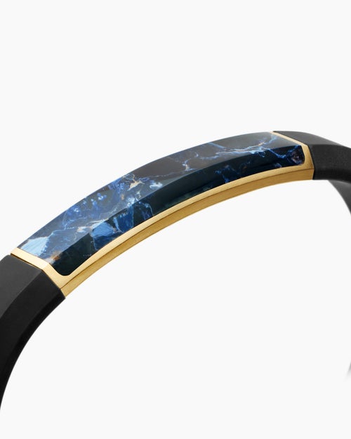 Mens Streamline ID Rubber Bracelet with 18K Yellow Gold, 10mm