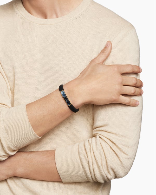 Bracelet d’identité Streamline en caoutchouc avec or jaune 18 carats, 10 mm