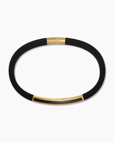 Streamline® ID Bracelet  in Black Rubber with Tiger’s Eye and 18K Yellow Gold, 10mm