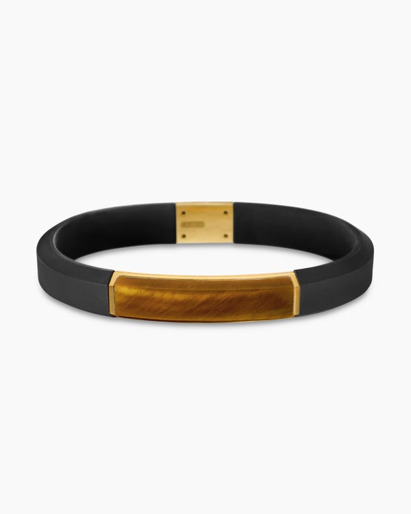 Streamline ID Rubber Bracelet with 18K Yellow Gold, 10mm