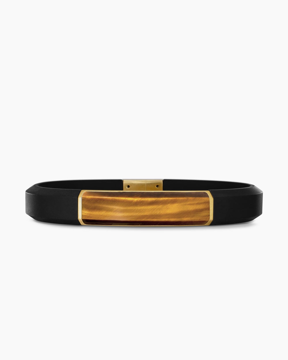 Mens Streamline ID Rubber Bracelet with 18K Yellow Gold, 10mm