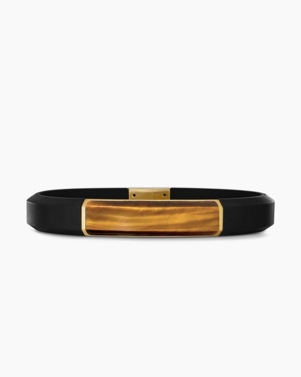 Streamline ID Rubber Bracelet with 18K Yellow Gold, 10mm