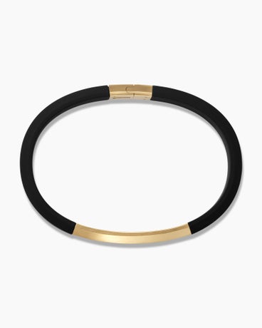 Streamline® ID Bracelet  in Black Rubber with 18K Yellow Gold, 10mm