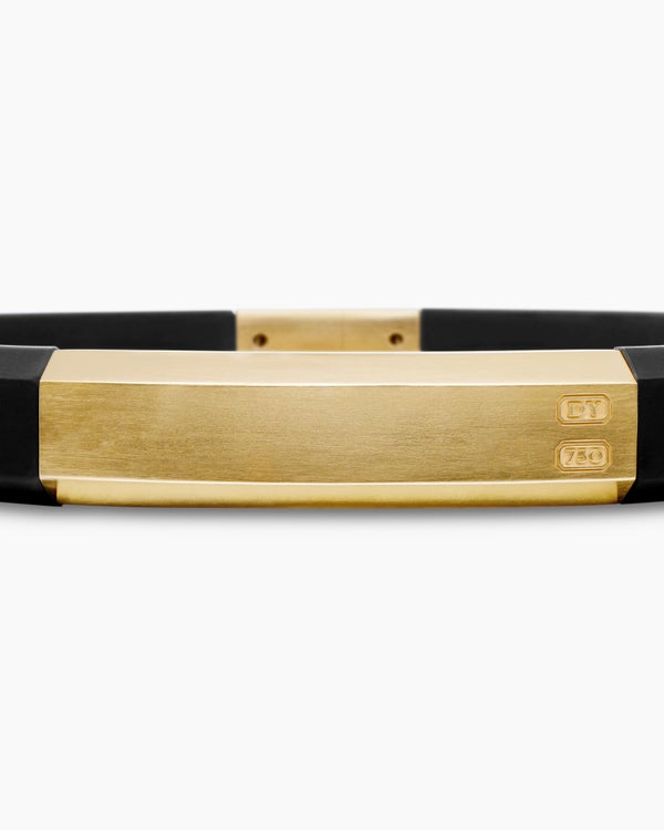 Bracelet d’identité Streamline en caoutchouc avec or jaune 18 carats, 10 mm