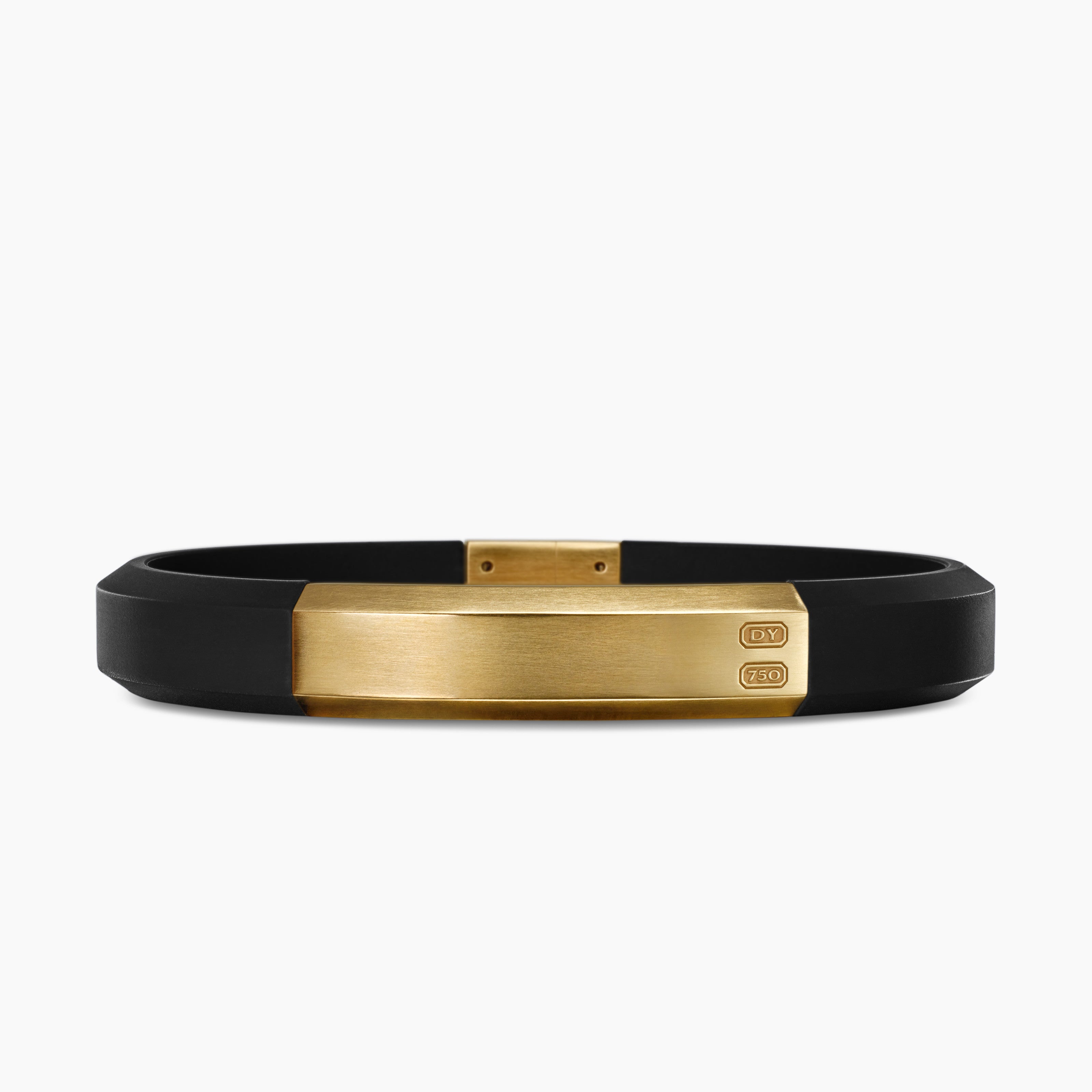 Mens Streamline ID Rubber Bracelet with 18K Yellow Gold, 10mm