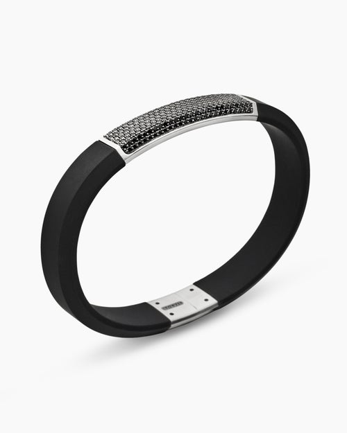 Mens Streamline ID Rubber Bracelet with Sterling Silver, 10mm