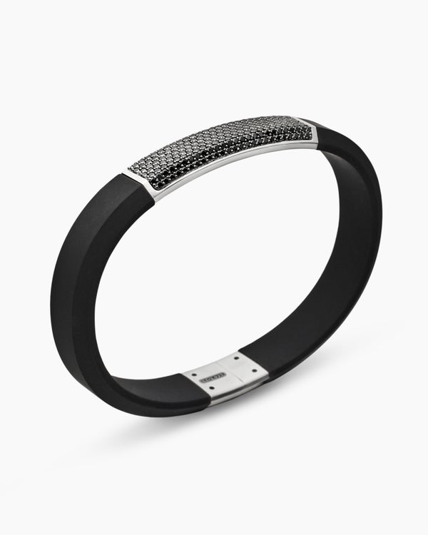 Streamline ID Rubber Bracelet with Sterling Silver, 10mm