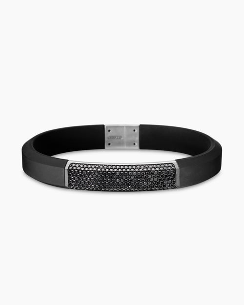 Mens Streamline ID Rubber Bracelet with Sterling Silver, 10mm