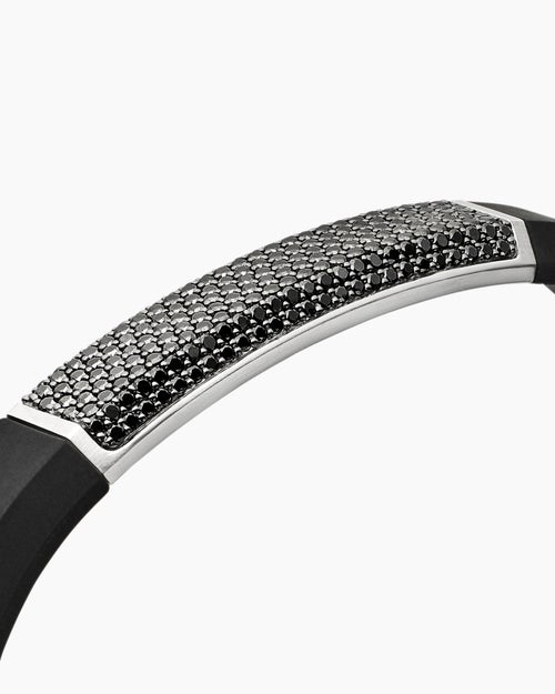 Mens Streamline ID Rubber Bracelet with Sterling Silver, 10mm