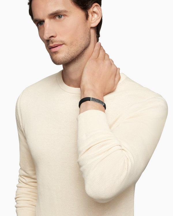 Streamline ID Rubber Bracelet with Sterling Silver, 10mm