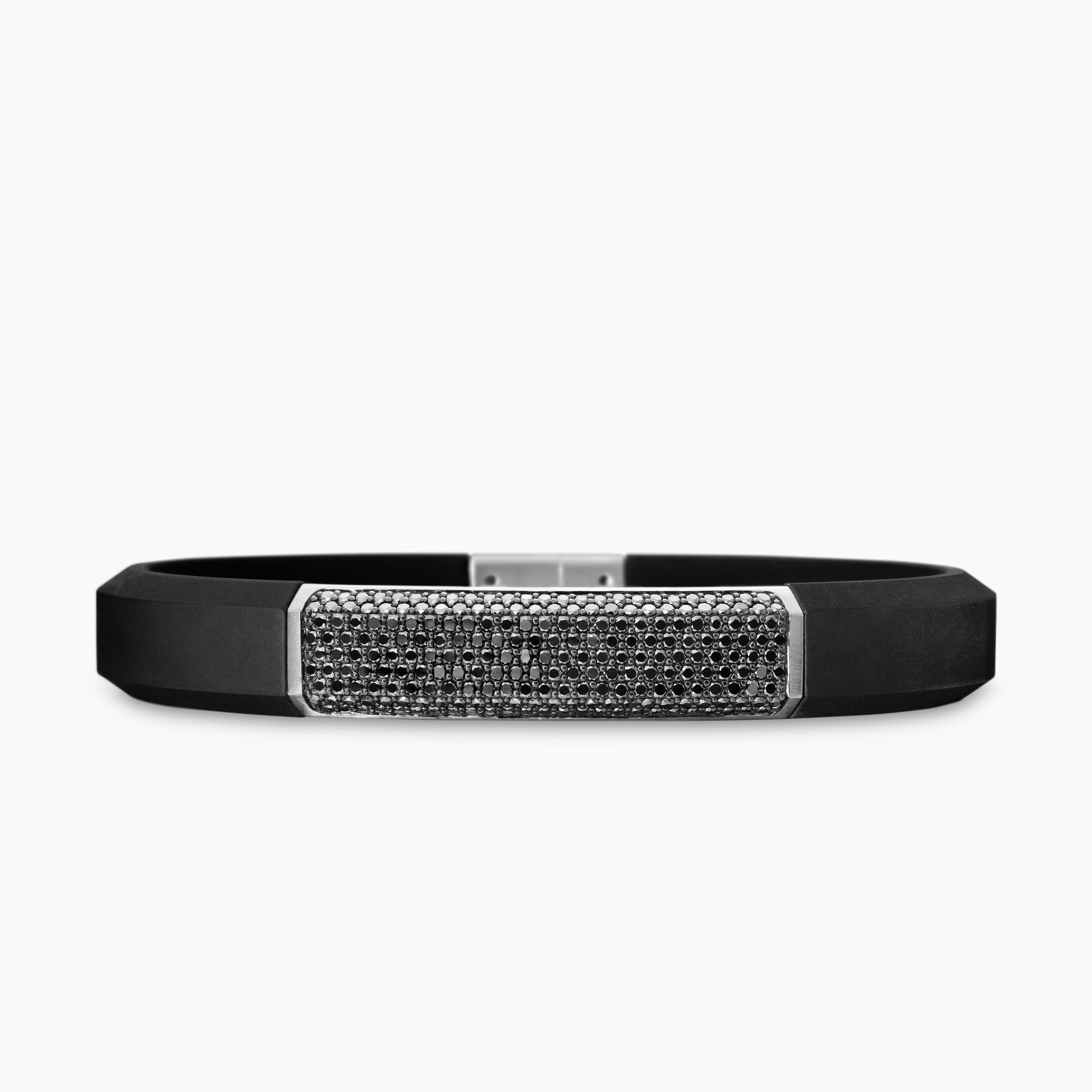 Mens Streamline ID Rubber Bracelet with Sterling Silver, 10mm