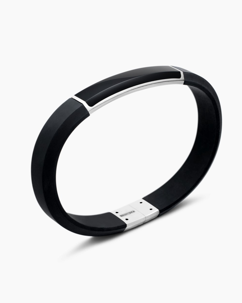 Mens Streamline ID Rubber Bracelet with Sterling Silver, 10mm