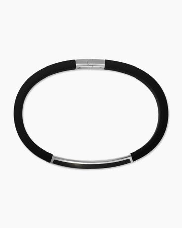 Bracelet Streamline® personnalisé en caoutchouc noir avec onyx noir et argent massif, 10 mm