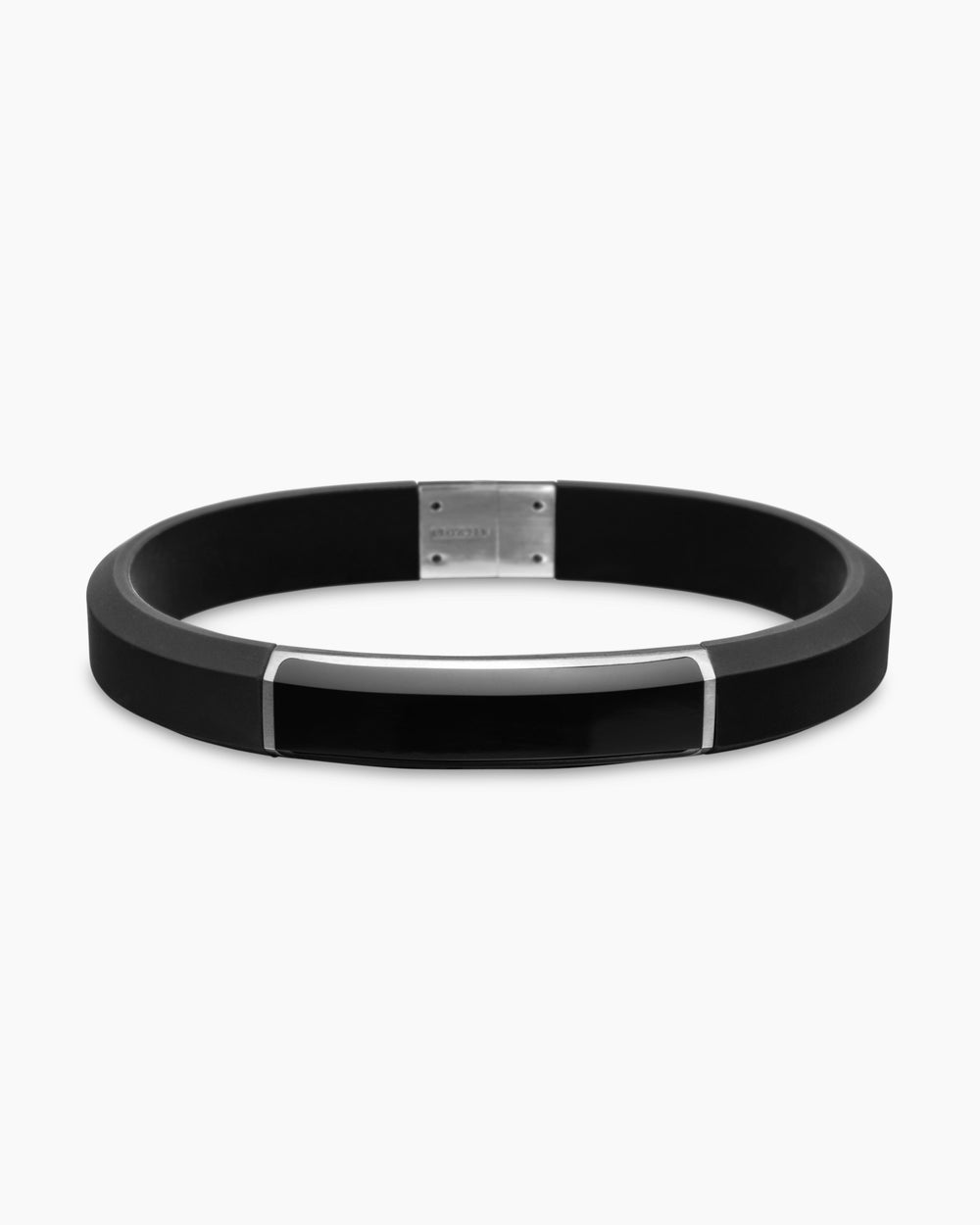 Mens Streamline ID Rubber Bracelet with Sterling Silver, 10mm