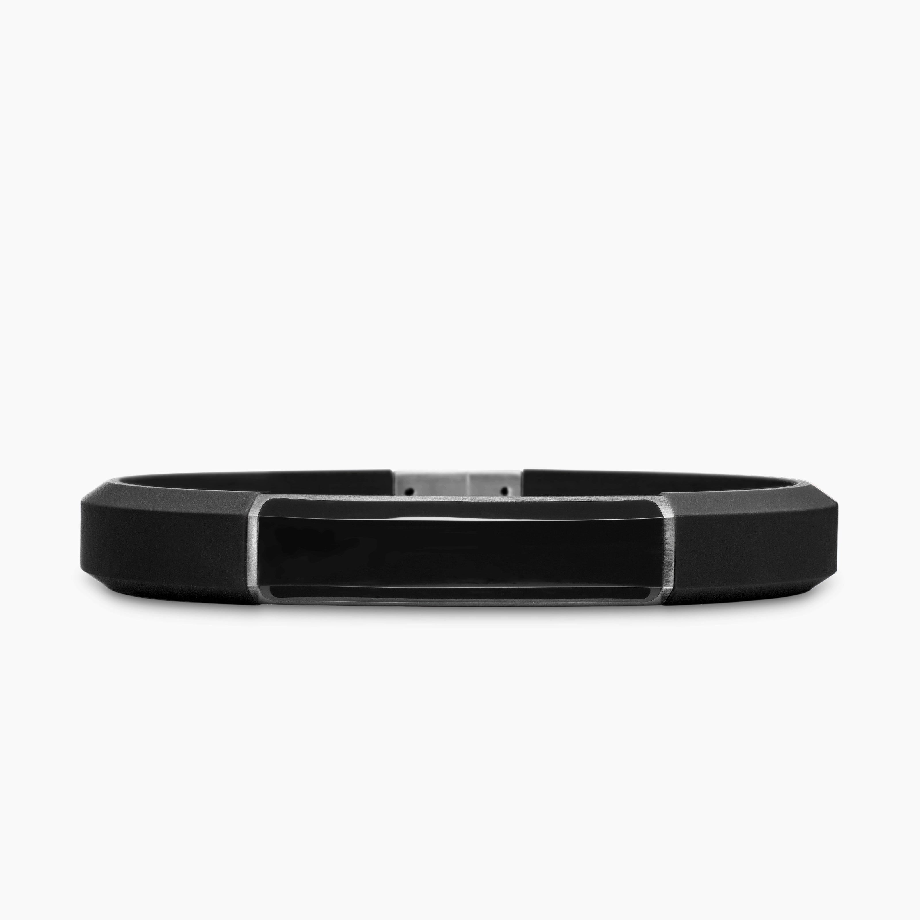 Mens Streamline ID Rubber Bracelet with Sterling Silver, 10mm