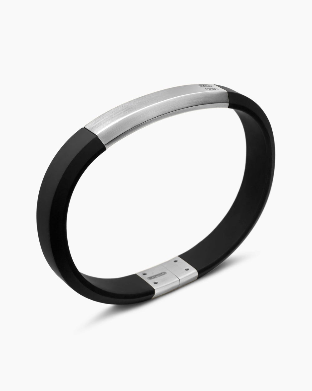 Mens Streamline ID Rubber Bracelet with Sterling Silver, 10mm