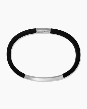 Streamline® ID Bracelet  with Black Rubber and Sterling Silver, 10mm
