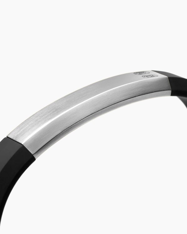 Gourmette en argent sterling à caoutchouc noir