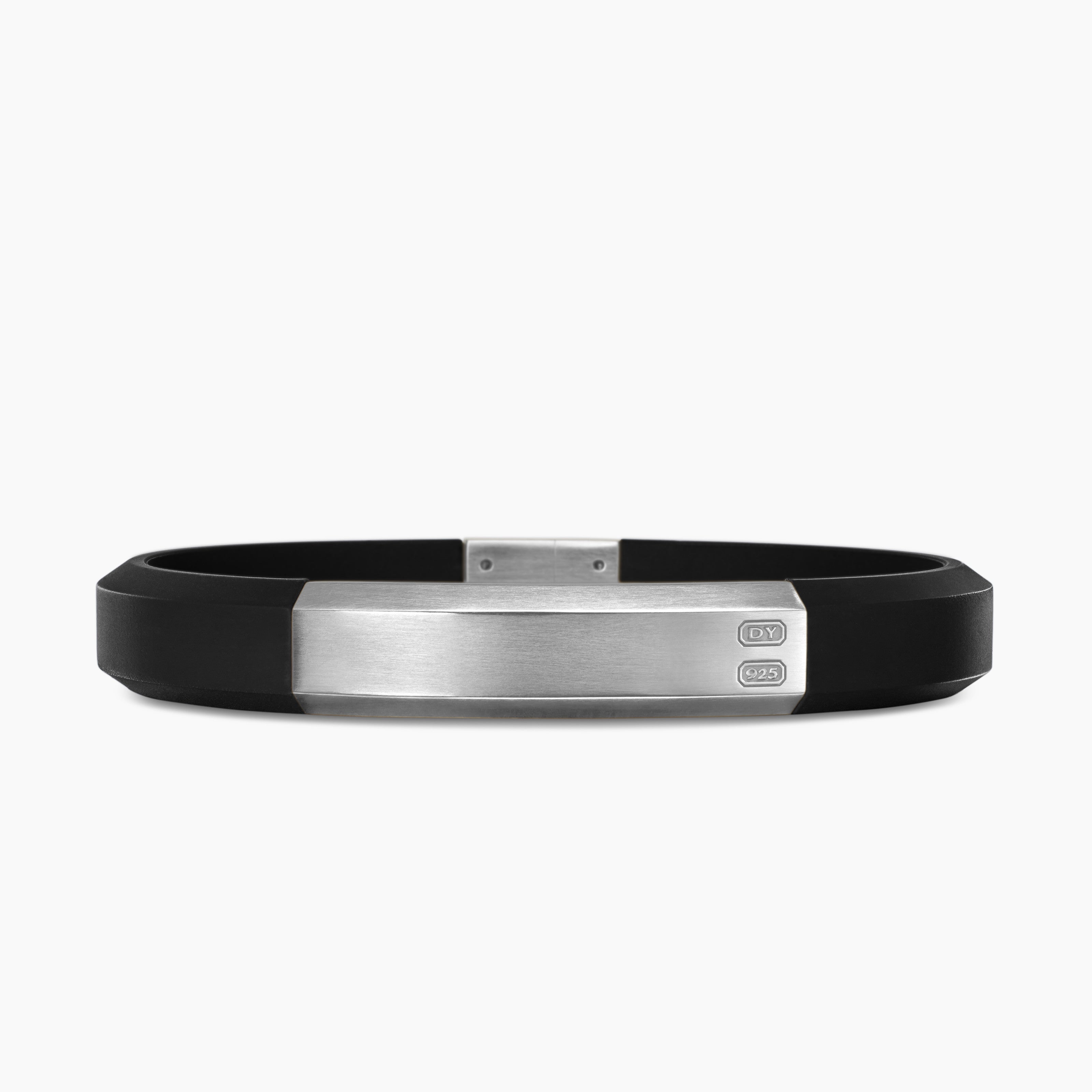 Mens Streamline ID Rubber Bracelet with Sterling Silver, 10mm