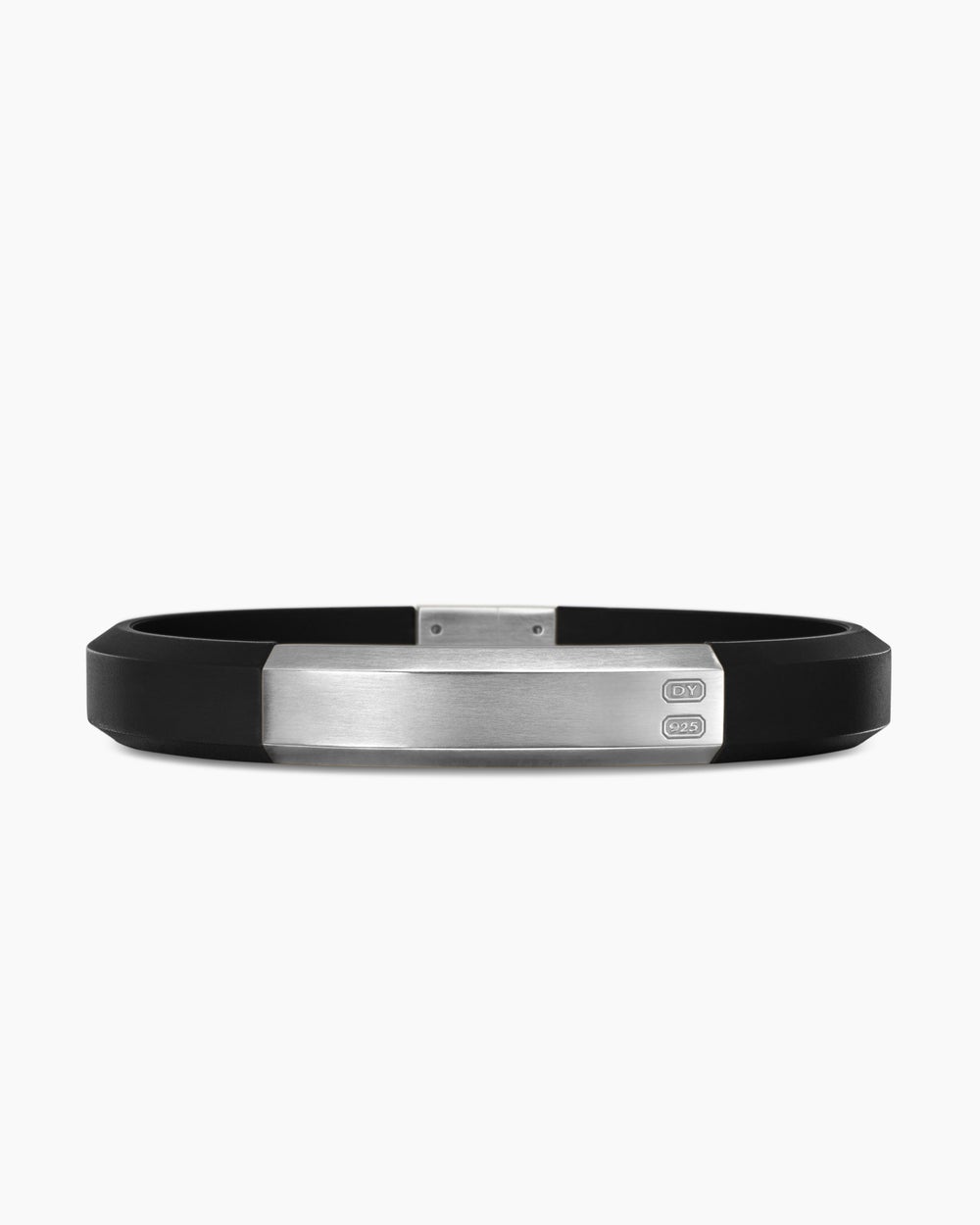 Mens Streamline ID Rubber Bracelet with Sterling Silver, 10mm