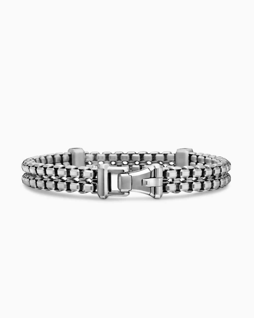 Mens Double Box Chain Bracelet in Sterling Silver with 18K Yellow Gold, 10.5mm