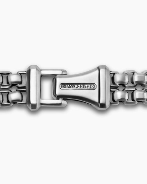 Mens Double Box Chain Bracelet in Sterling Silver with 18K Yellow Gold, 10.5mm