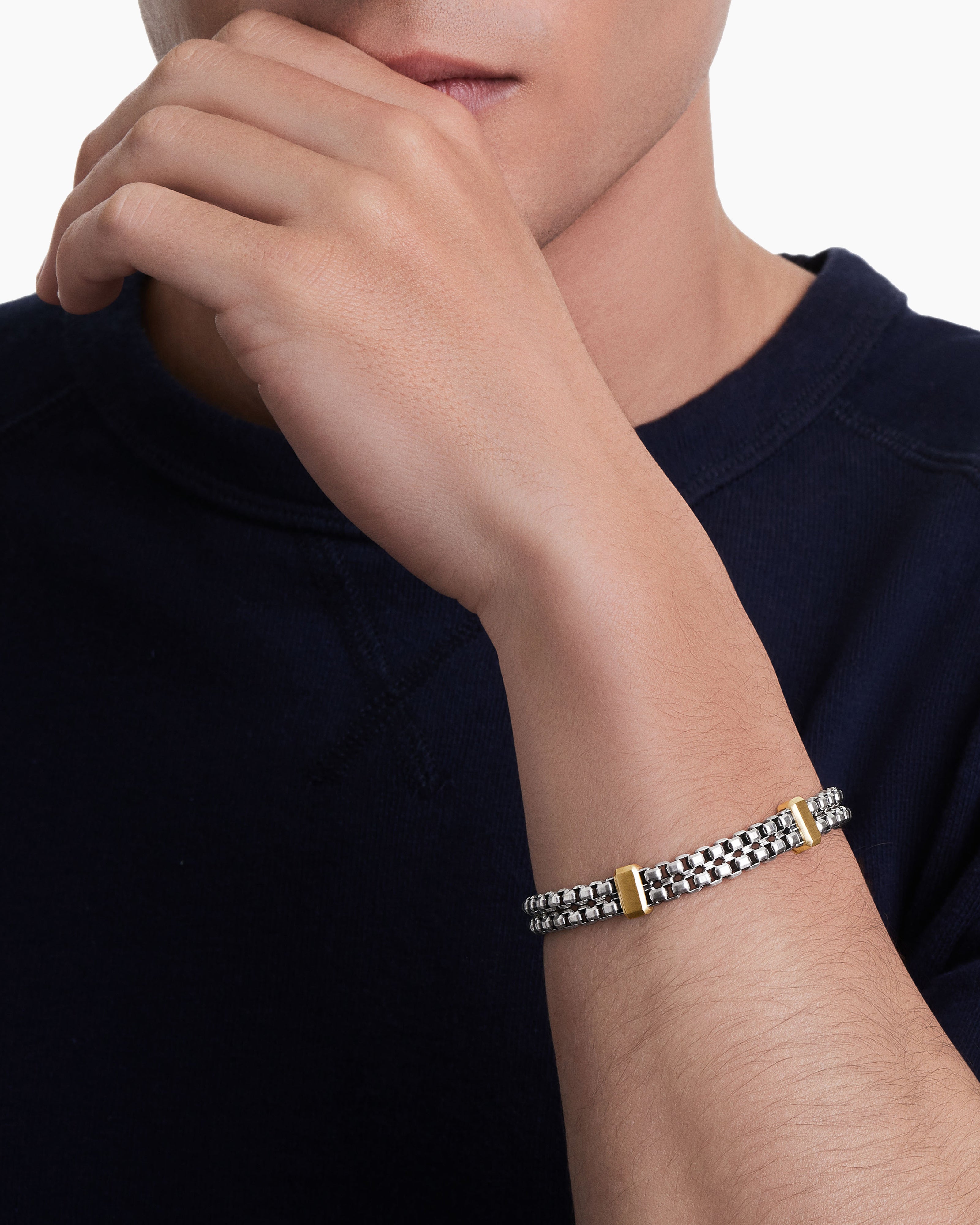 Buckle Classic Cable Bracelet in Sterling Silver with 18K Yellow Gold, 4mm  | David Yurman