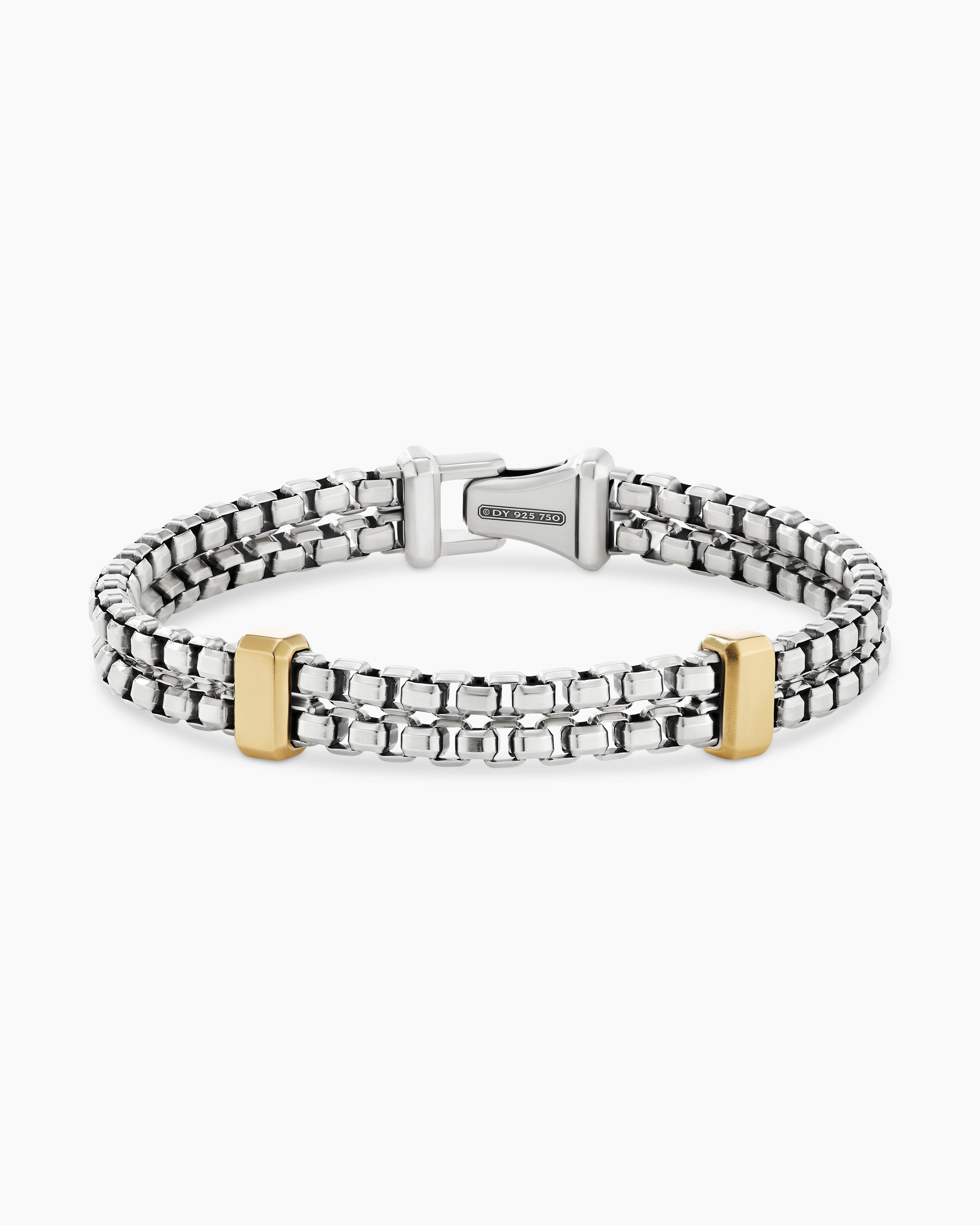 Double Box Chain Bracelet in Sterling Silver with 18K Yellow Gold, 10.5mm |  David Yurman