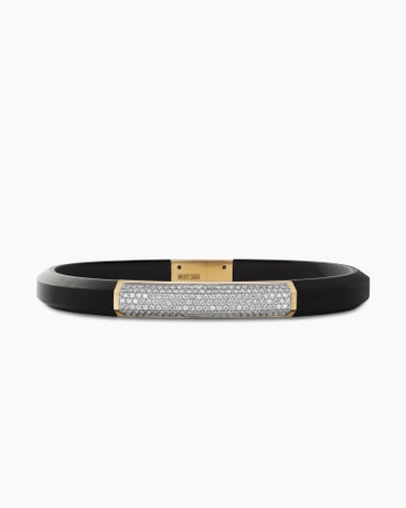 Streamline® ID Bracelet in Black Rubber with Diamonds and 18K Yellow Gold, 8mm